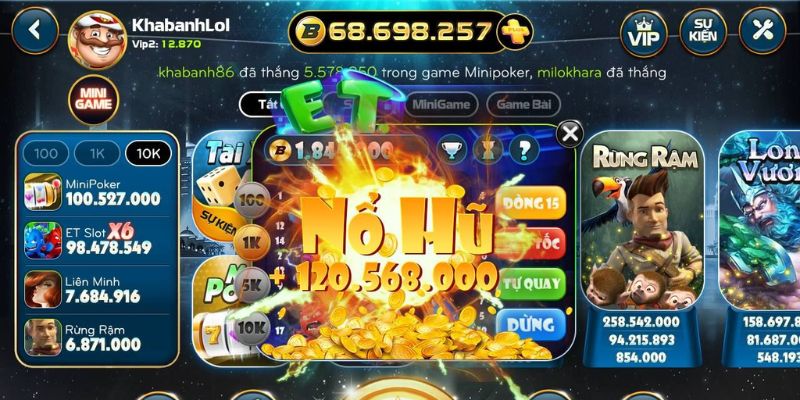 Phần thưởng nổ hũ tài xỉu VVVwin